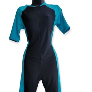 BELLOO Swimsuit  Wetsuit Surfer Women's One Piece Body Suit Aqua & Blk XXL